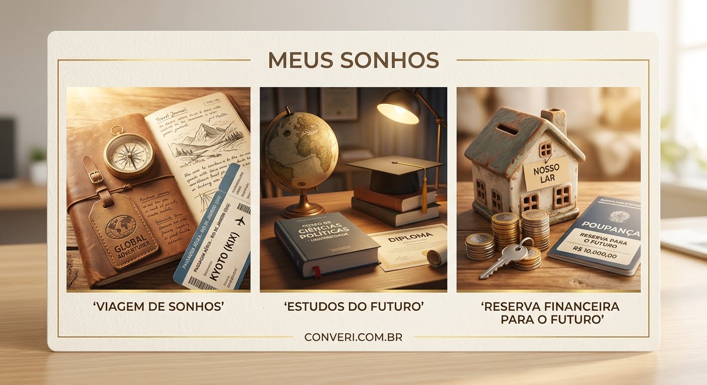 Sonhos: viagem, estudos e reserva financeira